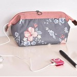 Dosige Purse with Zip Cosmetic Purse Flower Pattern Multi-Use Purse Credit Cosmetics Skin Care Mobile Phone Size 25 x 15 x 1.5 cm Beige