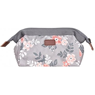 Dosige Purse with Zip Cosmetic Purse Flower Pattern Multi-Use Purse Credit Cosmetics Skin Care Mobile Phone Size 25 x 15 x 1.5 cm Beige