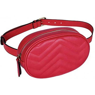 Geestock Bum Bag Fanny Pack for Women Waterproof PU Leather Bumbags for Ladies Fashion Bun Bags for Women Shopping Party Travel Hiking Red