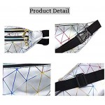 Geometric Bum Bag Waist Bag Holographic Fanny Pack Reflective Color Shiny Belt Bag Unusual for Ladies Travel Party Sports Running Hiking Black