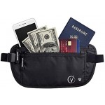 Money Belt for Travel Hidden RFID Security Pouch Fits Passport with Cover Includes Global Recovery Tags Regular Black