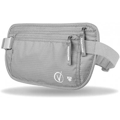 Money Belt for Travel Hidden RFID Security Pouch Fits Passport with Cover Includes Global Recovery Tags Light Gray