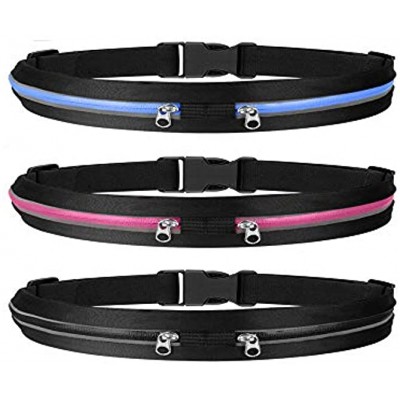 Running Belt 3 Pack,Water Resistant Running Waist Pack with Adjustable Elastic Strap and 2 Expandable Pockets Perfect for Exercise Cycling Walking Travel & Outdoor Activities