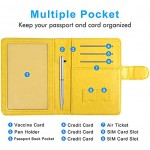 ACdream Passport and Vaccine Card Holder Combo Cover Case with CDC Vaccination Card Slot Leather Travel Documents Organizer Protector with RFID Blocking for Women and Men, Yellow,