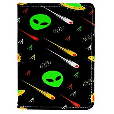 Alien UFO Leather Passport Holder Cover Case Travel Wallet Organize Passport and Credit Cards 4.5x6.5 inch