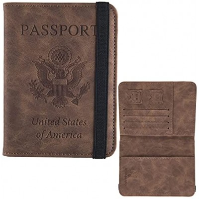 BORADILAND Passport Holder Cover Travel Passport Wallet RFID Blocking Passport and Vaccine Card Holder Leather Card Case Document Organizer for Women and Men Cofee brown,