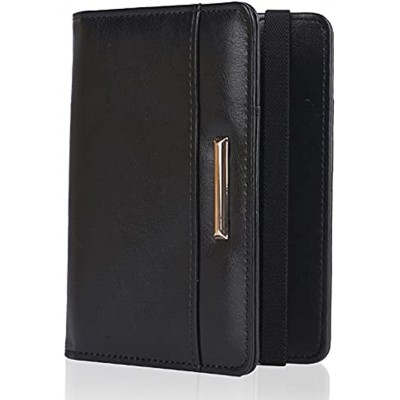 Caweet Passport Holder Cover RFID Blocking Travel Wallet Leather Passport Case with Elastic Band Black