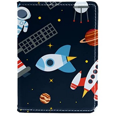 Cosmonaut Rocket Leather Passport Holder Cute Personalized Travel Passport Cover Wallet Case for Women and Men. 10x14cm
