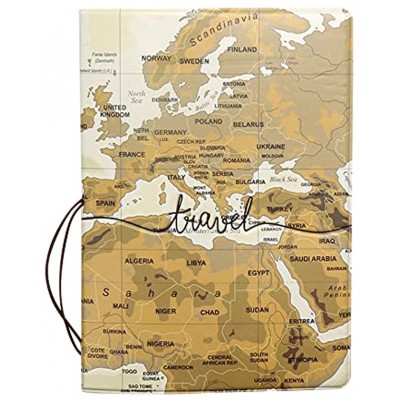 CREATCABIN Passport Holder Goldenrod World Map Travel Passport Case Cover Wallet with Card Case Pouch Elastic Band Closure for Business Credit Cards Boarding Passes Women and Men