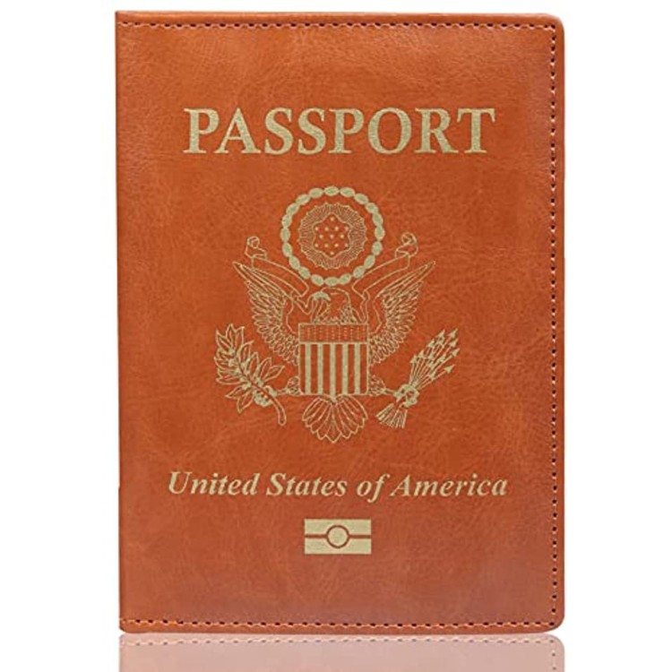 Cuero Craft RIFID Blocking Unisex Genuine Camel Leather Slimmest Passport Cover Holder Tan Brown U.s.a.
