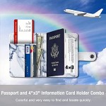 EUEHIE Passport and Vaccine Card Holder,Passport Holder with Vaccine Card Combo Marble White,