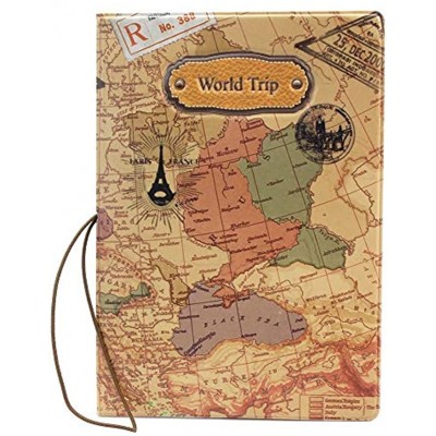 Fliyeong Creative PU Leather World Map Passport Cover Holder ID Card Package Ticket Travel Bag Convenient and Practical