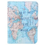 GLOGLOW Passport Case,Cute Printing PU Leather Passport Holder Protection Cover ID Credit Cards Case Blocking Travel Wallet #Map