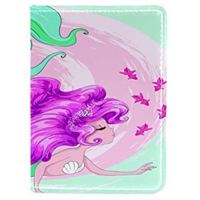 Goldfish and Mermaid Leather Passport Holder Cover Case Travel Wallet Organize Passport and Credit Cards 4.5x6.5 inch