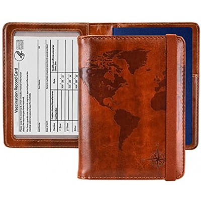 Kandouren RFID Blocking Passport Holder Cover Case,Passport Wallet for Men & Women,best gifts for travelers,credit card and ID holder wallets,travel accessories F-Brown Map,