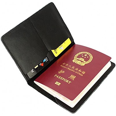 LXFF Leather Passport Holder for Men & Women Passport Cover Case Travel Wallet Black