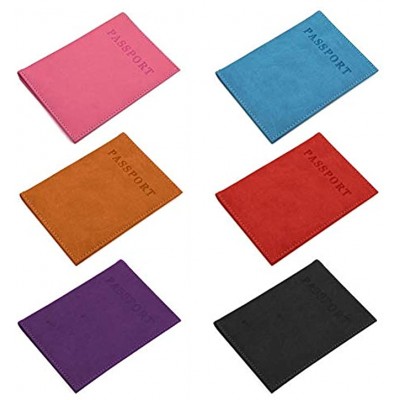 Pack of 6 Opromo PU Leather Passport Holder Passport Case Cover Holder for Travel-Assorted