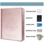 Passport and Vaccine Card Holder Combo Passport Holder with Vaccine Card Slot Waterproof PU Leather Travel Wallet Passport Holder Ultra Slim Passport Covers for Men and Women Rose gold,
