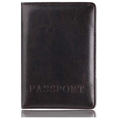 Passport Cover with Business Style Design Premium PU Leather Exterior + Interior Passport Holder Travel Wallet Case with Card Slots Documents Travel Holder Marron