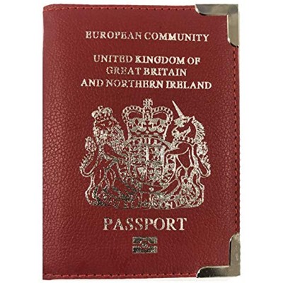 Passport Holder UK European Travel Cover PU Leather Protector Wallet Red