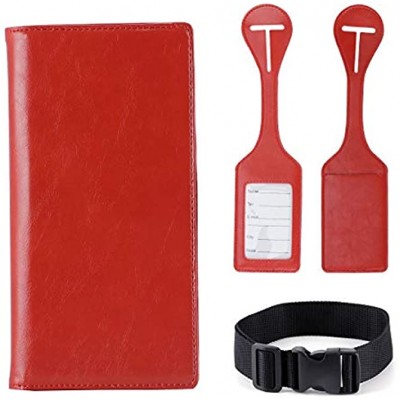 Passport Wallet Holder Cover Travel Wallet with 2 Matching Luggage Tags and Luggage Strap