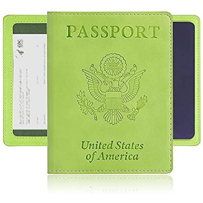 Passport Wallets Passport Cover Passport Holder with Vaccine Card Holder,PU Leather Travel Wallet Cover Case for Women Men Light Green,
