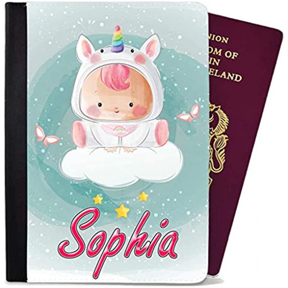 Personalised Passport Cover Holder Children Design Unicorn Any Name Text Holiday Accessory Gift 15