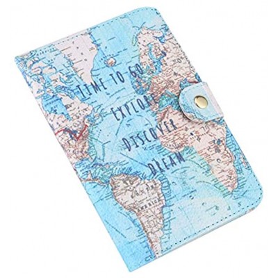 Raguso Cute Printing PU Leather Passport Holder with Travel Documents Protection Cover ID Credit Cards Casemap