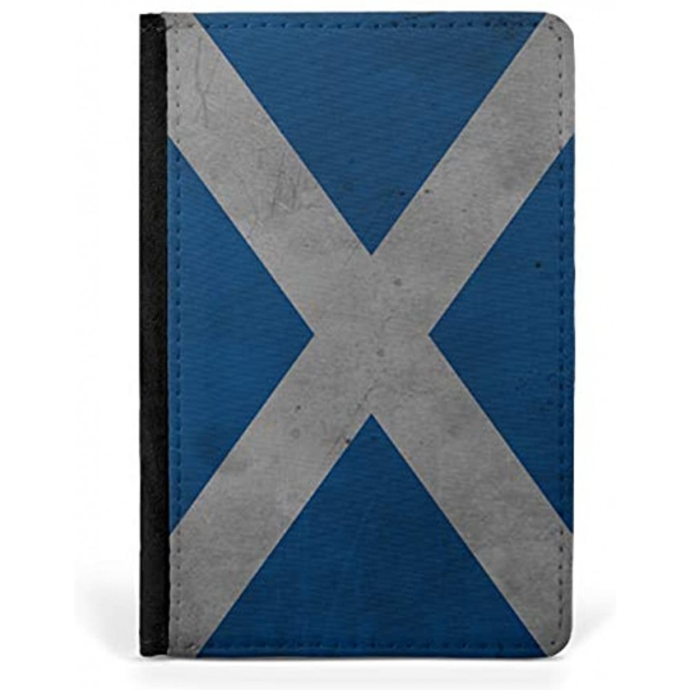 Scotland Flag Grey Slate Design Leather Passport Holder for Men & Women British Half Printed Passport Cover Case Passport Wallet
