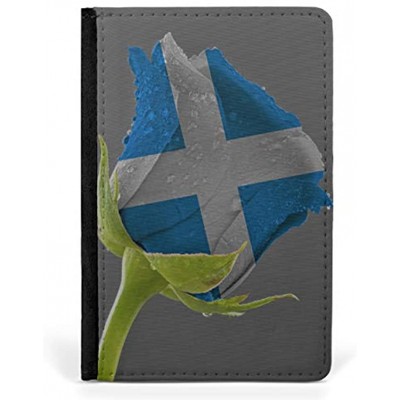Scotland Rose Design Leather Passport Holder for Men & Women British Half Printed Passport Cover Case Passport Wallet