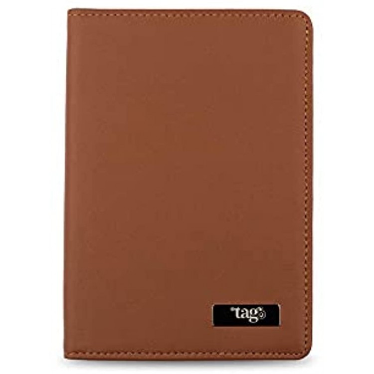 tag8 RFID Genuine Leather Passport Finder Case Pack of 1 Tan