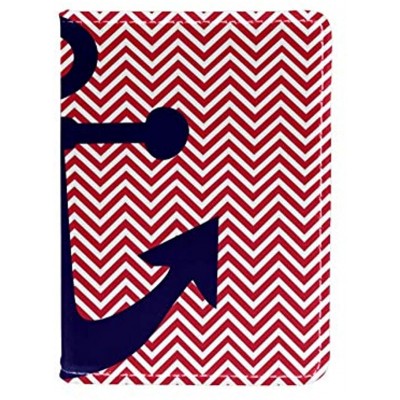 TIZORAX Anchor Red Chevron Leather Passport Holder Cover Travel Wallet Cover