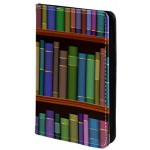 TIZORAX Library Shelves with Old Books Passport Holder Travel Wallet Leather Card Case Cover