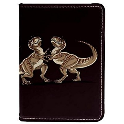Two Dinosaurs. Leather Passport Holder Cover Case Travel Wallet Organize Passport and Credit Cards 4.5x6.5 inch