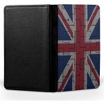 UK Old Broken Wall Flag Design Leather Passport Holder for Men & Women British Half Printed Passport Cover Case Passport Wallet