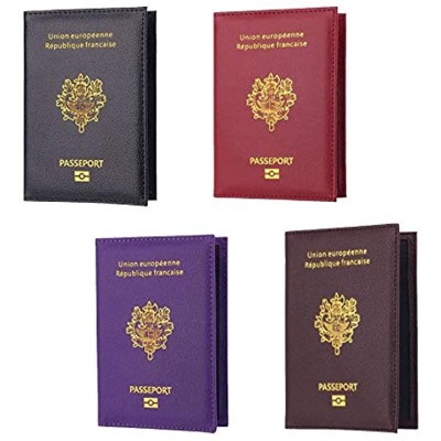XLKJ 4 Pcs Passport Cover PU Leather Travel Passport Protector Wallet Organizer Case Holder for Business Cards Credit Cards Boarding Passes