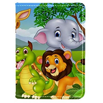 Zoo Cartoon Leather Passport Holder Cover Case Travel Wallet Organize Passport and Credit Cards 4.5x6.5 inch