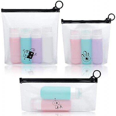 3 pcs 3 Sizes Clear Plastic Makeup Bags with Zip Portable Travel Toiletry Pouch Transparent Pencil Case for Travel Vacation Bathroom Organizing（Black）