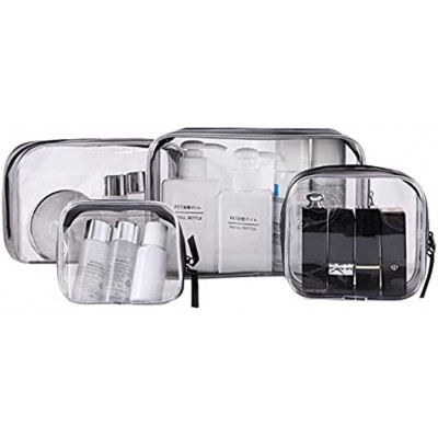 Clear Travel Toiletry Bag 4 Pack Waterproof Toiletries Carry Pouch Airline Compliant PVC Wash Bag Zipped Cosmetic Makeup Organizer Case Transparent