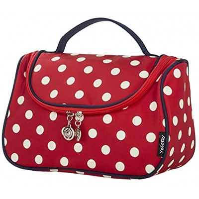 Cosmetic Bag Polka Dots Yeiotsy Cute Travel Toiletry Organiser Make up Bag for Girls Classic Red