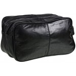 Genuine Real Leather Mens Wash Bag Gym Bag Overnight Bag Black