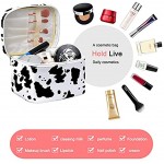 Jinlaili Portable Cosmetic Bag Cow Pattern Travel Makeup Wash Bag Waterproof Toiletry Bag Cosmetic Organizer Bag with Handle Makeup Bags with Double Zipper Make Up Case for Women Girls Ladies