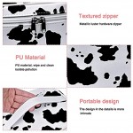 Jinlaili Portable Cosmetic Bag Cow Pattern Travel Makeup Wash Bag Waterproof Toiletry Bag Cosmetic Organizer Bag with Handle Makeup Bags with Double Zipper Make Up Case for Women Girls Ladies