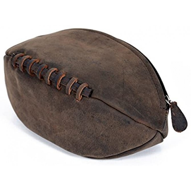 Lakeland Leather Real Leather Rugby Ball Washbag in Vintage Style with Waterproof Lining in Chocolate Brown