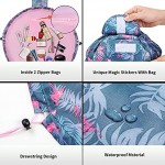Lazy Drawstring Make up Bag Portable Large Travel Cosmetic Bag Pouch Travel Makeup Pouch Storage Organiser for Women Girl Flamingo