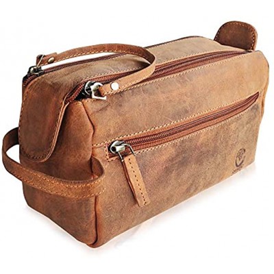 Leather Wash Bag for Men Handcrafted Toiletry Bag for All Your Travel ToiletriesMediumBrown