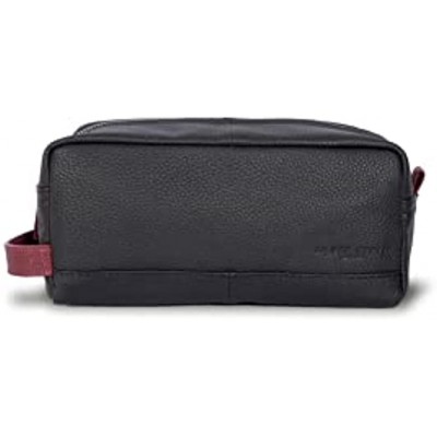 Santiago Leather Toiletry Bag for Men Travel Wash Bag Makeup Bag Gym Shaving Bag with Internal Pockets