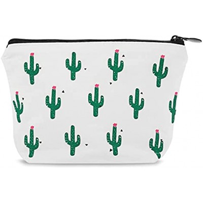 Sibba Canvas Cosmetic Bag Handbag Small Pouch Purse Zipper Pencil Case Cactus Toiletry Organizer Storage Beauty Makeup Travel Accessories for Girls