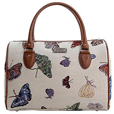 Signare Tapestry Duffle Bag Overnight Bags Weekend Bag for Women with Garden Flower and Creatures Butterfly TRAV-Butt