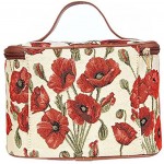 Signare Tapestry Toiletry Bag Makeup Organiser Bag for Women with Floral Design Poppy Toil-POP